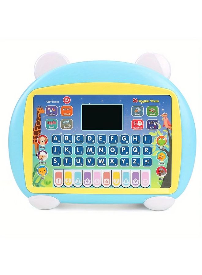 Blue Cartoon Bear LED Tablet Interactive Learning Toy For Kids - Image 1